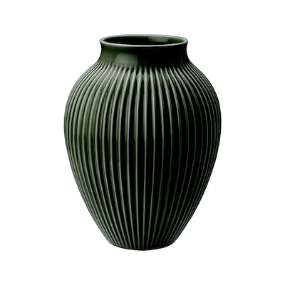 Knabstrup vase riller mørkegrøn H27 cm