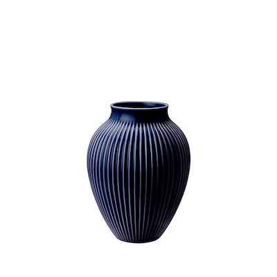 Knabstrup vase riller mørkeblå H20 cm