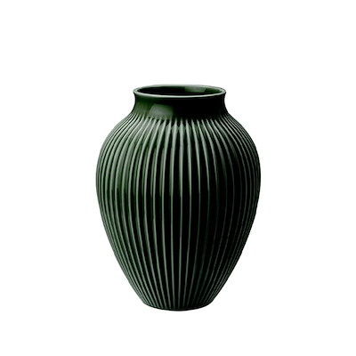 Knabstrup Keramik Ripple vase mørkegrøn H 20 cm