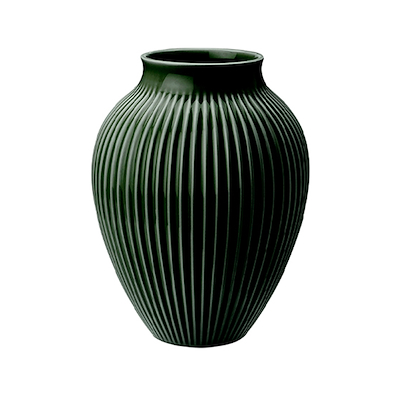 Knabstrup Keramik Ripple vase mørkegrøn H 20 cm