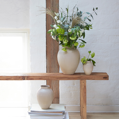Knabstrup Keramik Ripple vase beige H27 cm