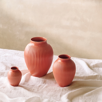 Knabstrup Keramik Ripple vase koral H12.5 cm
