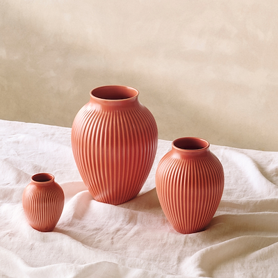 Knabstrup Keramik Ripple mat vase koral H20 cm
