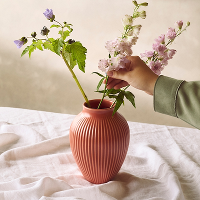 Knabstrup Keramik Ripple mat vase koral H27 cm