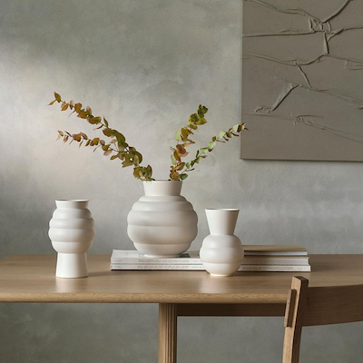 Knabstrup Keramik Tortus Archie vase No1 hvid H21 cm