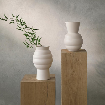 Knabstrup Keramik Tortus Archie vase No2 hvid H23.5 cm