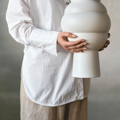 Knabstrup Keramik Tortus Archie vase No5 hvid H41.5 cm