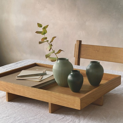 Knabstrup Keramik Ripple mat mini vase grøn 3 stk.