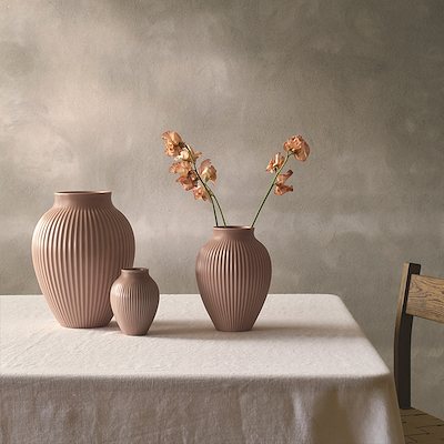 Knabstrup Keramik Ripple mat vase rosa H20 cm