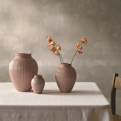 Knabstrup Keramik Ripple mat vase rosa H27 cm