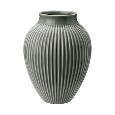 Knabstrup Keramik Ripple mat vase mørkegrøn H27 cm
