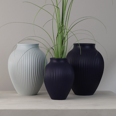 Knabstrup Keramik Ripple vase mat mørkeblå H 20 cm
