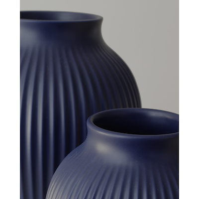 Knabstrup Keramik Ripple vase mat mørkeblå H 27 cm