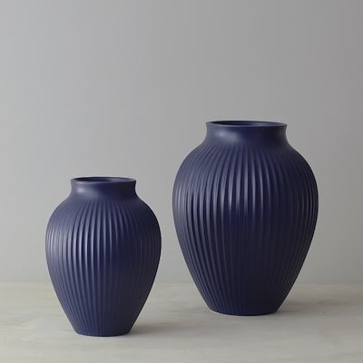 Knabstrup Keramik Ripple vase mat mørkeblå H 27 cm