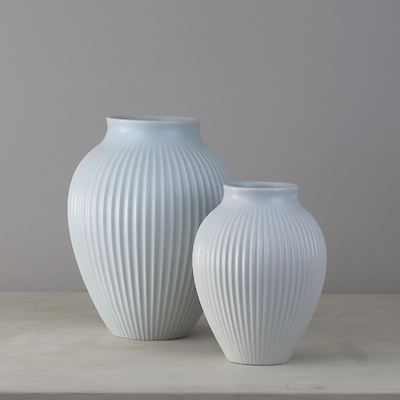 Knabstrup Keramik Ripple vase mat lyseblå H 20 cm