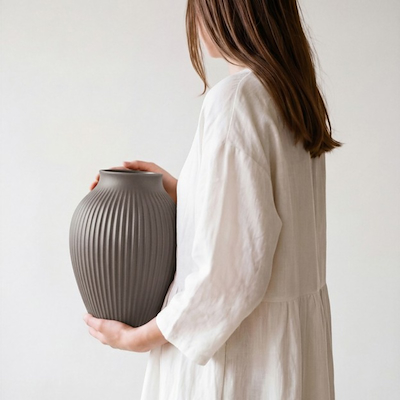 Knabstrup Keramik Ripple vase soft bark H 20 cm