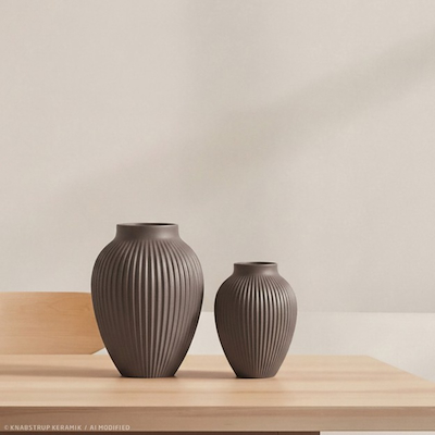 Knabstrup Keramik Ripple vase soft bark H 20 cm