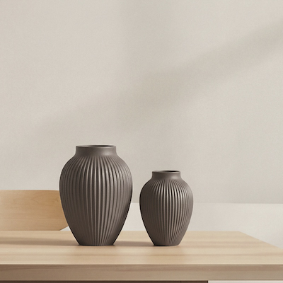 Knabstrup Keramik Ripple vase soft bark H 27 cm
