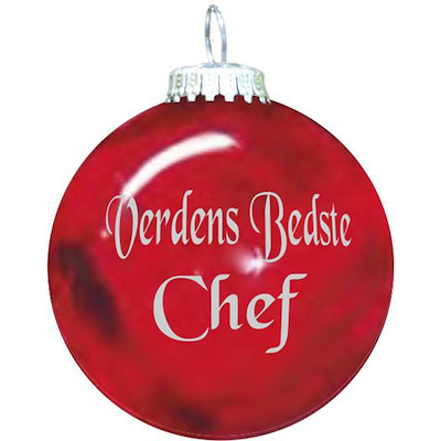 Rolsted Copenhagen Verdens Bedste Chef julekugle rød 6,6 cm