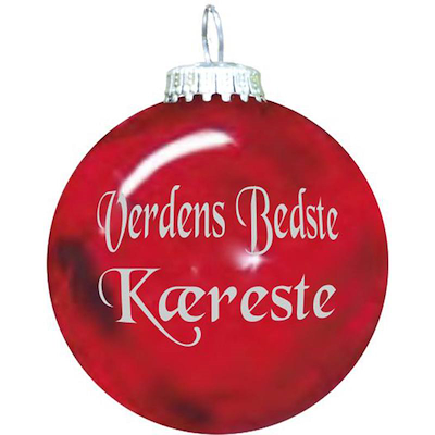 Rolsted Copenhagen Verdens Bedste Kæreste julekugle rød 6,6 cm