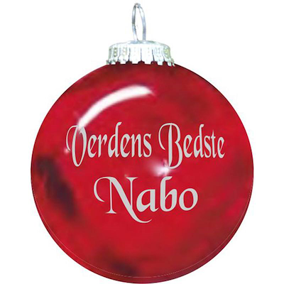 Rolsted Copenhagen Verdens Bedste Nabo julekugle rød