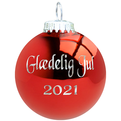 Rolsted Copenhagen julekugle Glædelig Jul 2021 Rød 6,6 cm