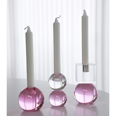 Specktrum krystal lysestage pink 8 cm