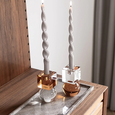 Specktrum krystal lysestage clear/amber 18x8 cm