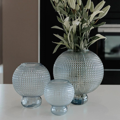 Specktrum Savanna mundblæst glasvase grå 20 cm