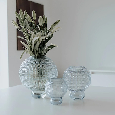 Specktrum Savanna mundblæst glasvase grå 20 cm