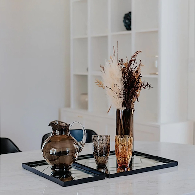 Specktrum Herringbone spejlbakke med metalramme clear 40x40 cm