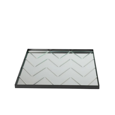 Specktrum Herringbone spejlbakke med metalramme clear 40x40 cm