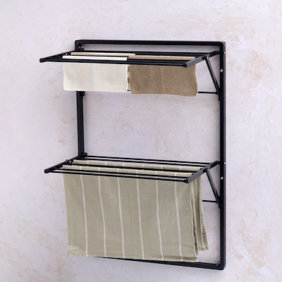 Tørrestativ sort vægmonteret 88x60 cm