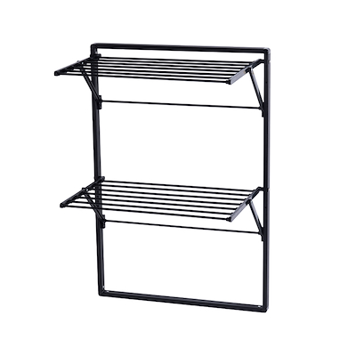 Tørrestativ sort vægmonteret 88x60 cm
