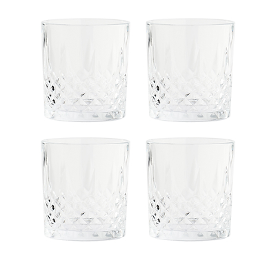 Facet drikkeglas klar 4 stk 34 cl