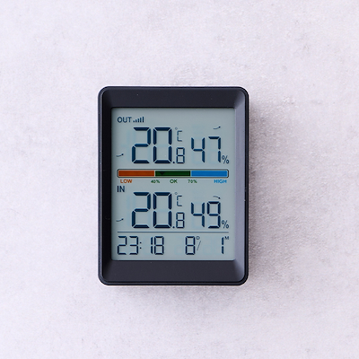 Digitalt inde- og ude termometer trådløst med sensor sort