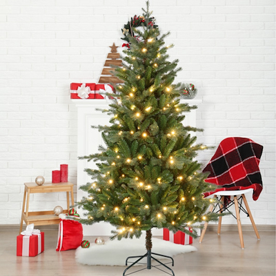 Juletræ på metalfod med 210 LED lys H180 cm