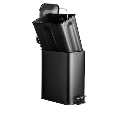 Pedalspand sort 5 liter H 29,5 cm rustfrit stål