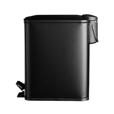 Pedalspand sort 5 liter H 29,5 cm rustfrit stål