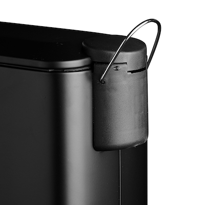 Pedalspand sort 5 liter H 29,5 cm rustfrit stål