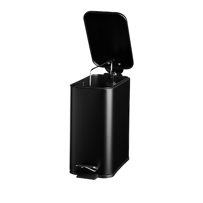 Pedalspand sort 5 liter H 29,5 cm rustfrit stål