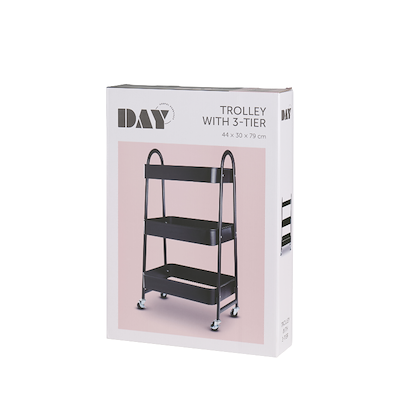 Rullebord sort metal H 78 cm