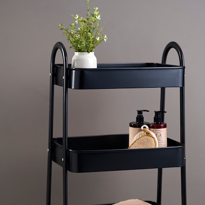 Rullebord sort metal H 78 cm