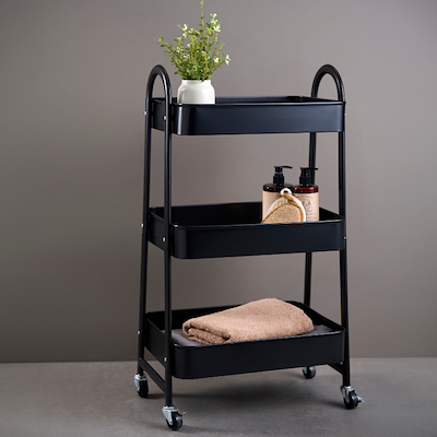 Rullebord sort metal H 78 cm