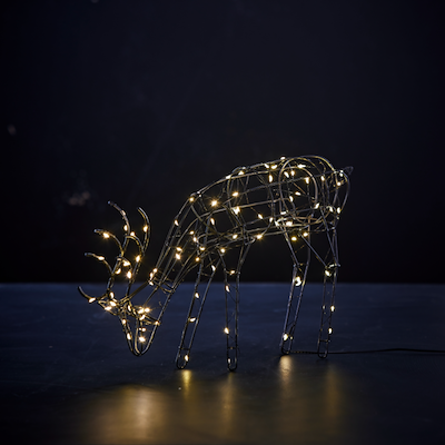 LED Rensdyr metal sort 41x9x25 cm