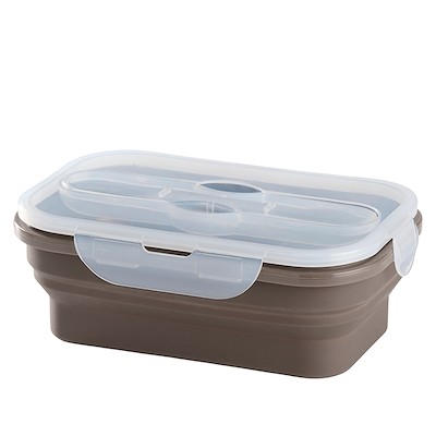 Madkasse silikone brun med låg
