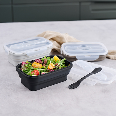 Madkasse silikone brun med låg