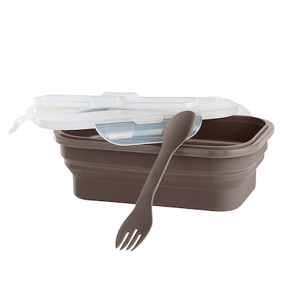 Madkasse silikone brun med låg