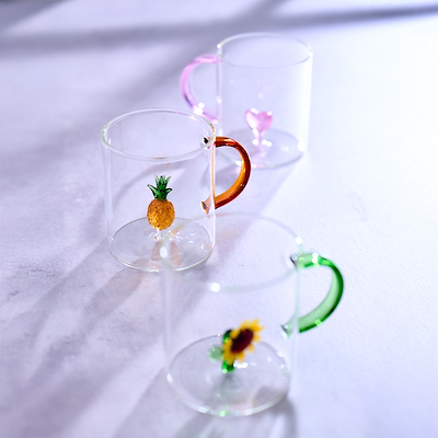 Krus klar solsikke, hjerte eller ananas 35 cl - assorteret
