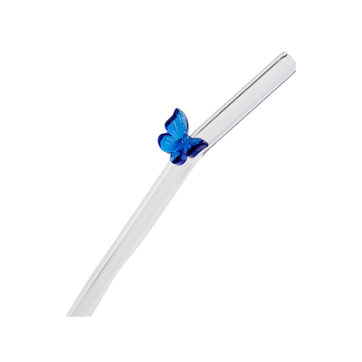 Sommerfugl sugerør glas multifarvet med børste 6 stk